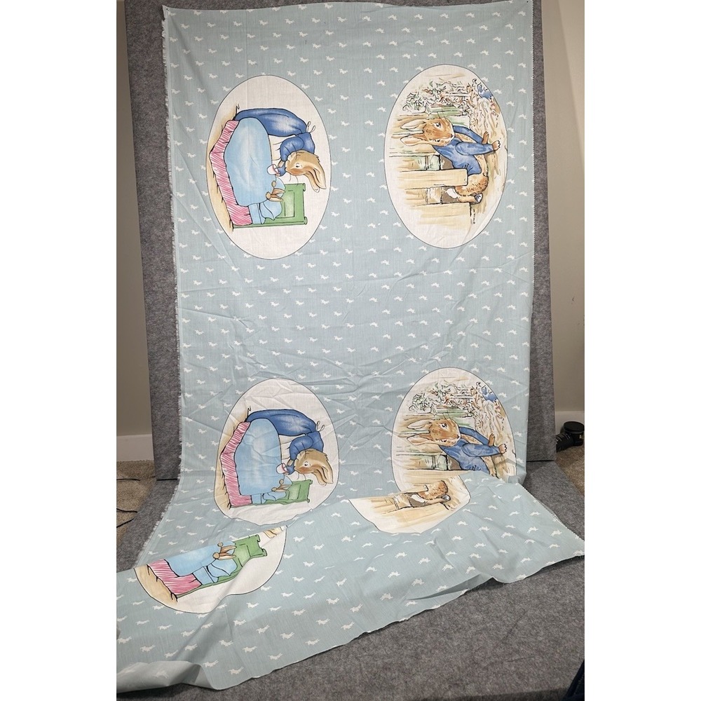 Vtg Peter Rabbit Fabric 1987 Beatrix Potter Garden Fence Bunny 8.11x 3.6,5 Feet